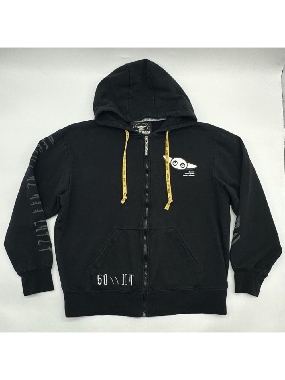 Disney Parks Star Wars The Mandalorian The Child Grogu Large Zip Black Hoodie